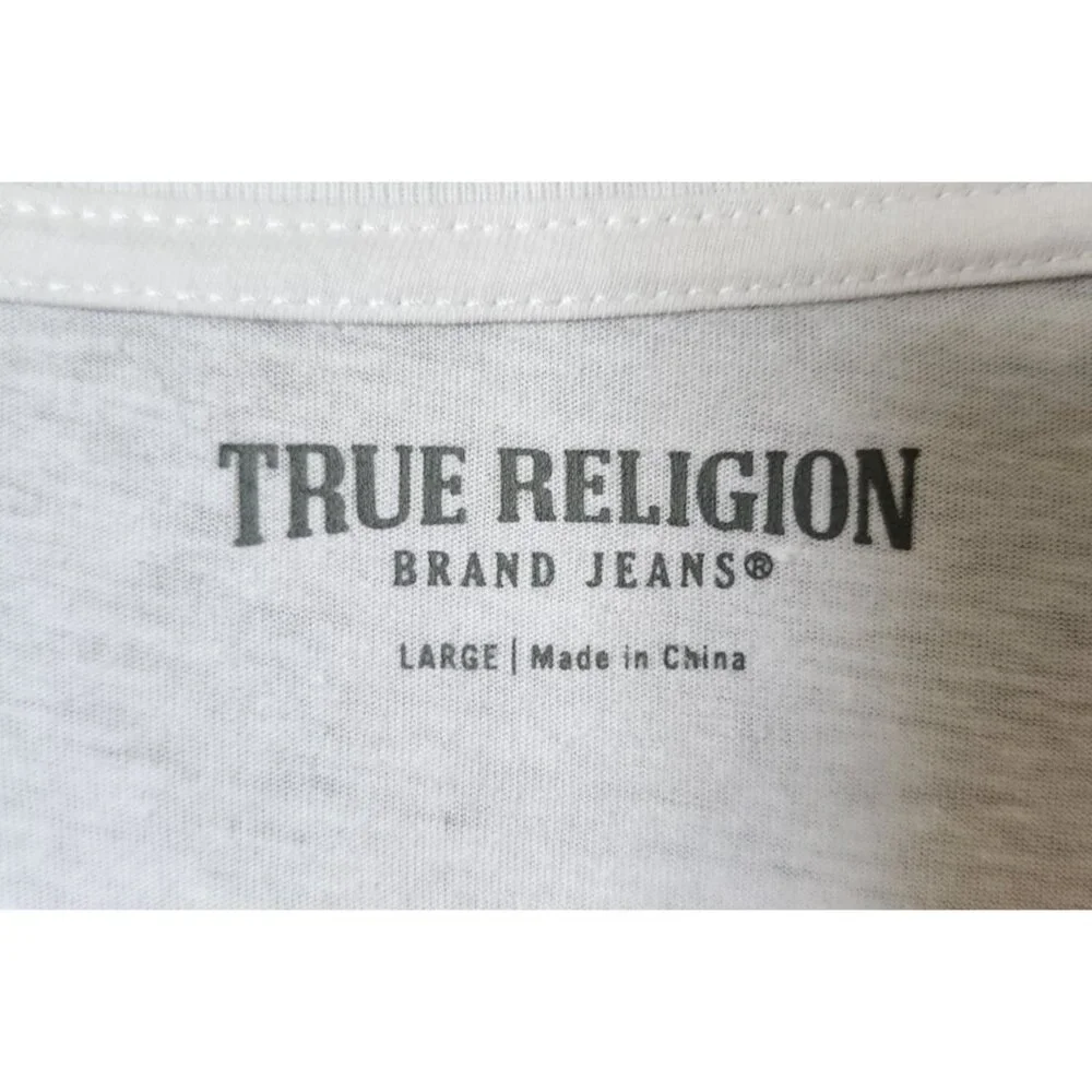 True Religion White Tie Dye Print Rainbow Buddha Logo Tee T Shirt‎ Size Large